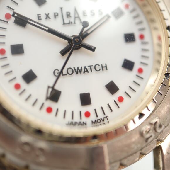 Express LA 40mm Glow Watch White Backlight Dial Black Leather w New Battery - Picture 9 of 16